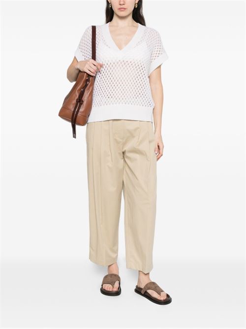 Pantalone donna Marella Sport sabbia con pence crop MARELLA Sport | OTTONE002